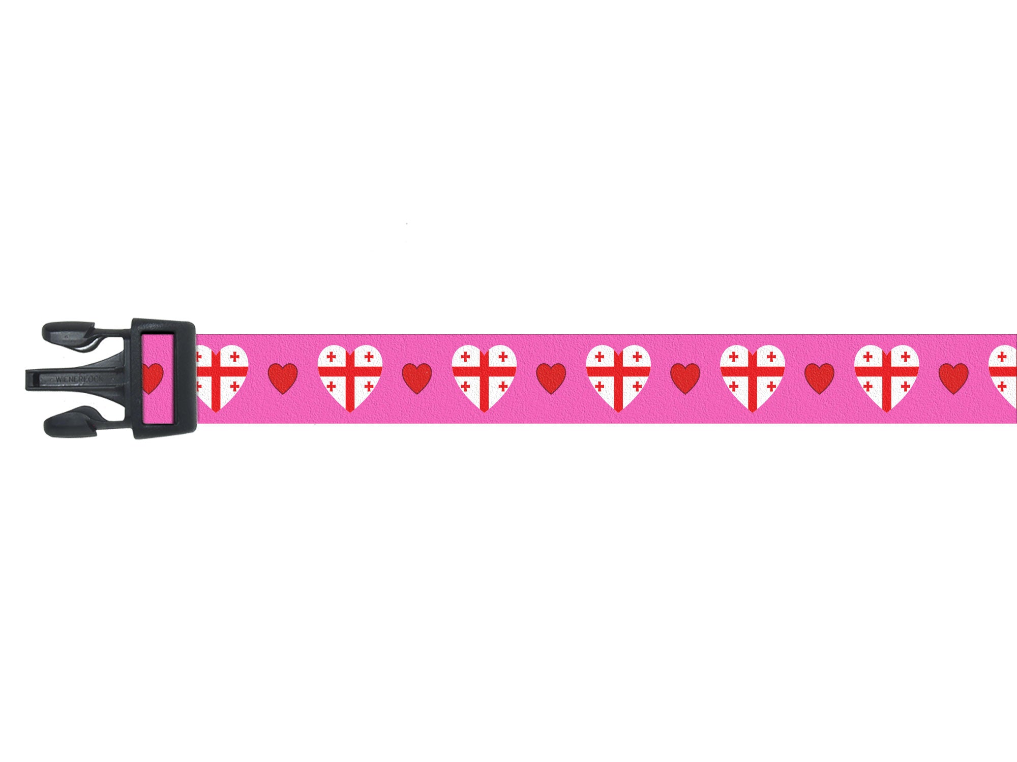 Blue Dog Collar with Georgia  Hearts Pattern