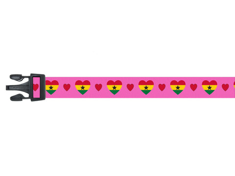Dog Collar with Ghana Hearts Pattern in pink