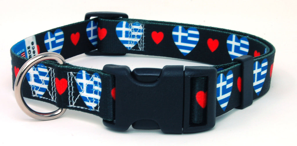 Greece Dog Collar with Hearts | I Love Greece
