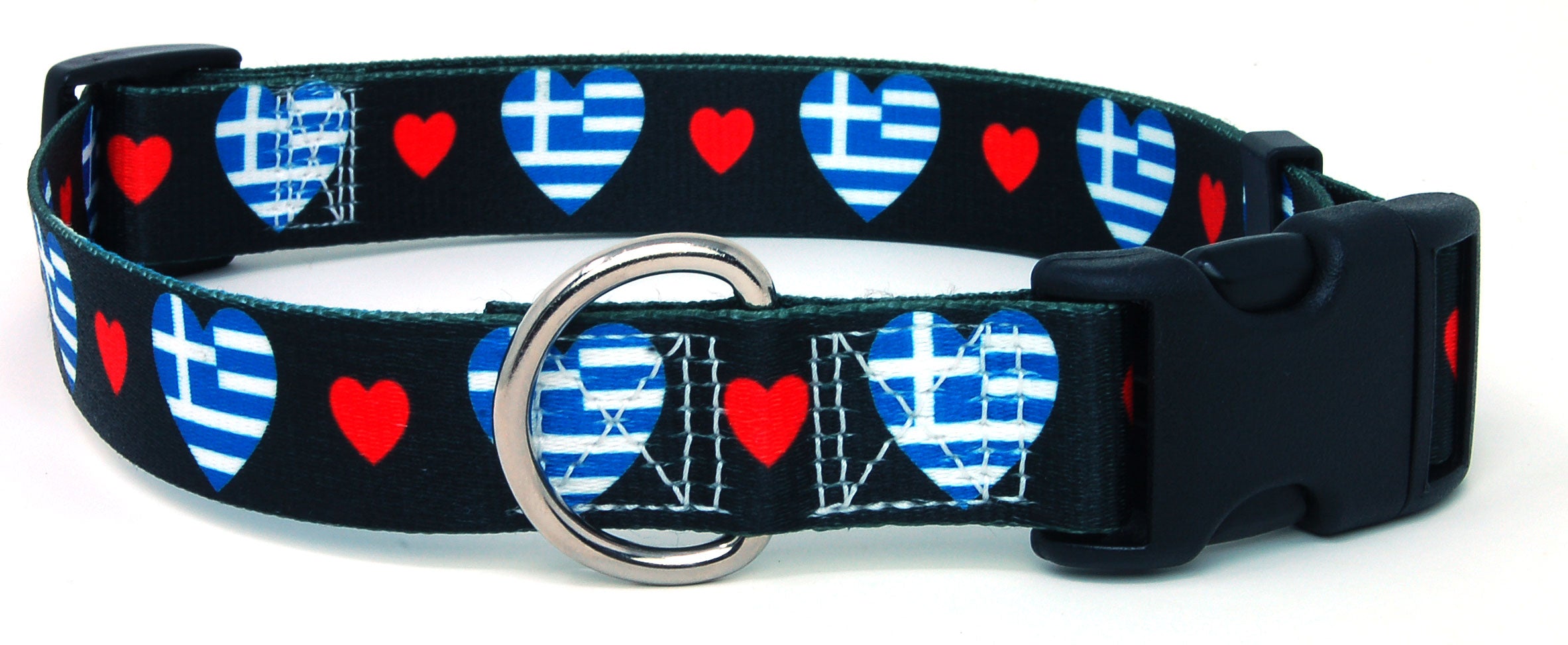 Greece Dog Collar with Hearts | I Love Greece