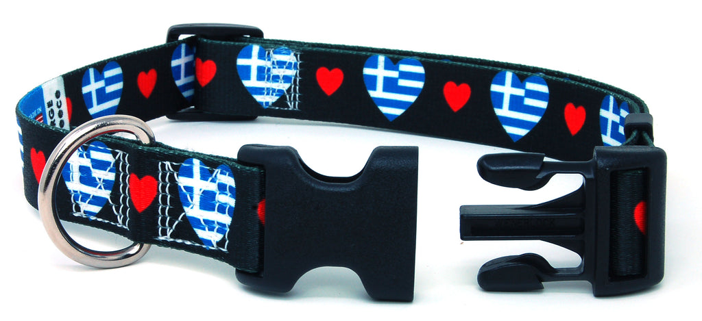 Greece Dog Collar with Hearts | I Love Greece