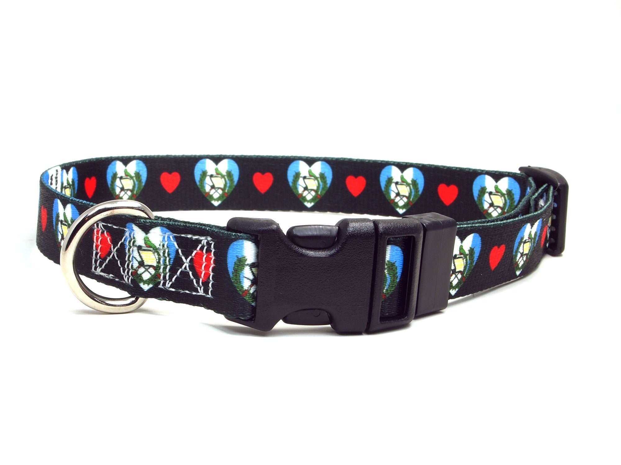 Dog Collar with Guatemala Hearts Pattern in Black
