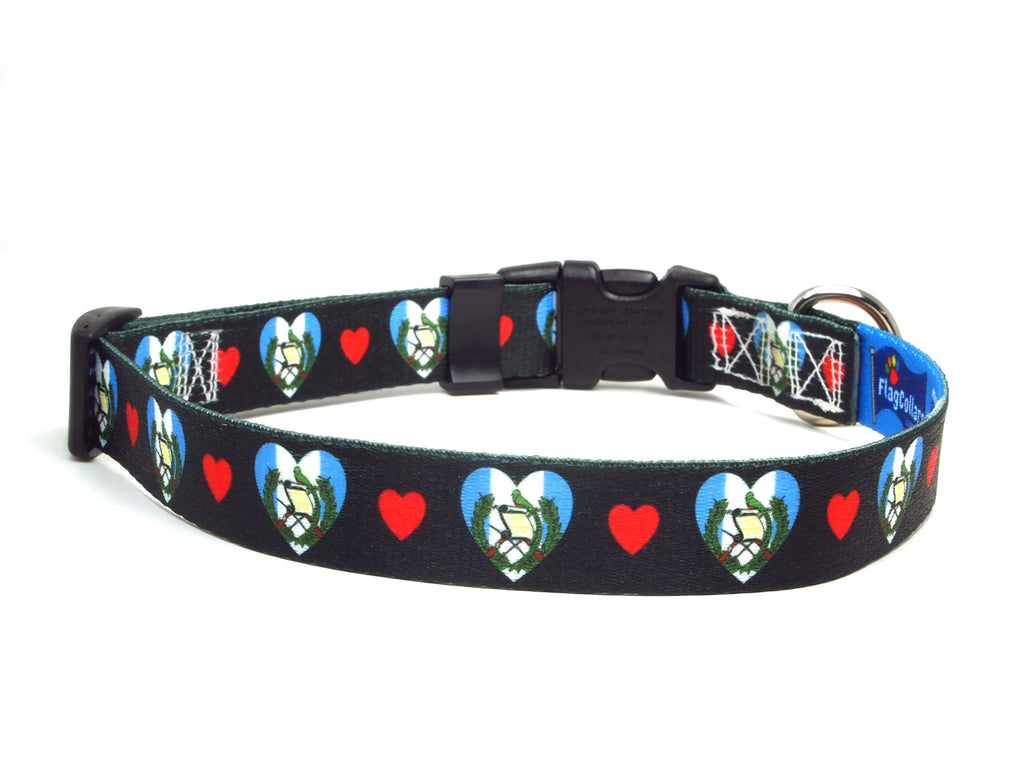 Guatemala Dog Collar with Hearts Pattern | I Love Guatemala