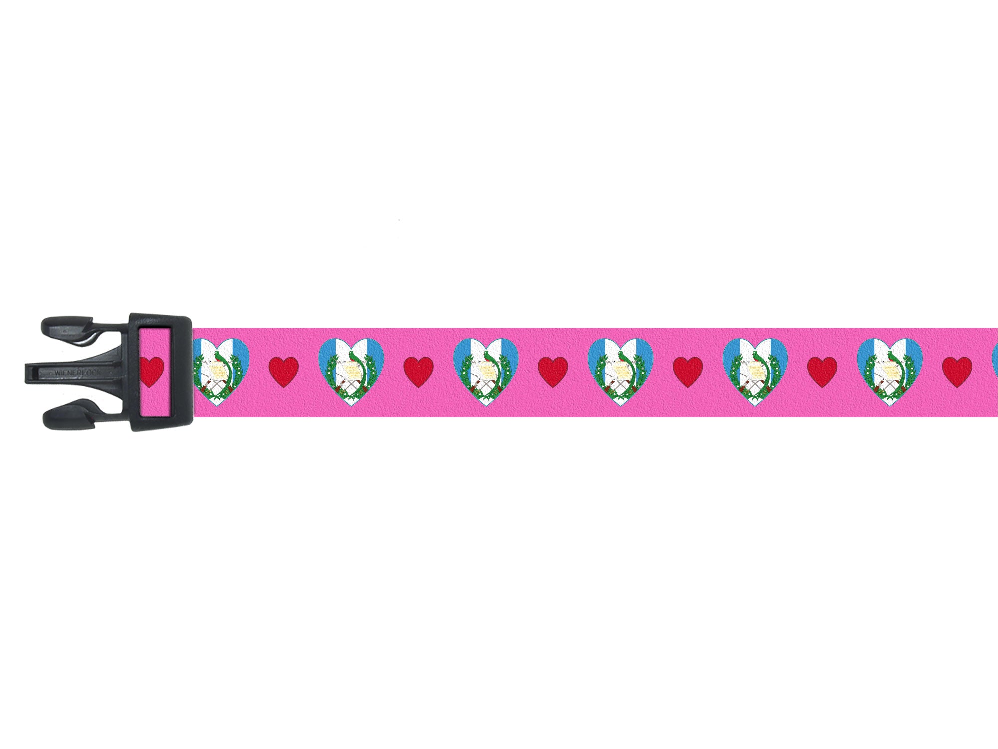 Dog Collar with Guatemala Hearts Pattern in Pink