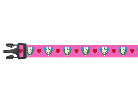 Dog Collar with Guatemala Hearts Pattern in Pink