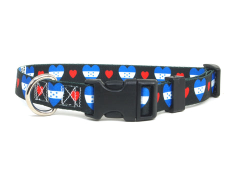 dog collar with Honduras flag and hearts