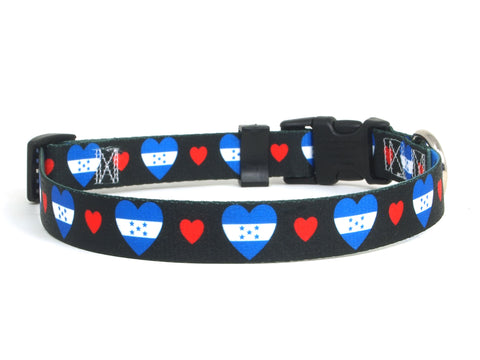 dog collar with Honduras flag and hearts