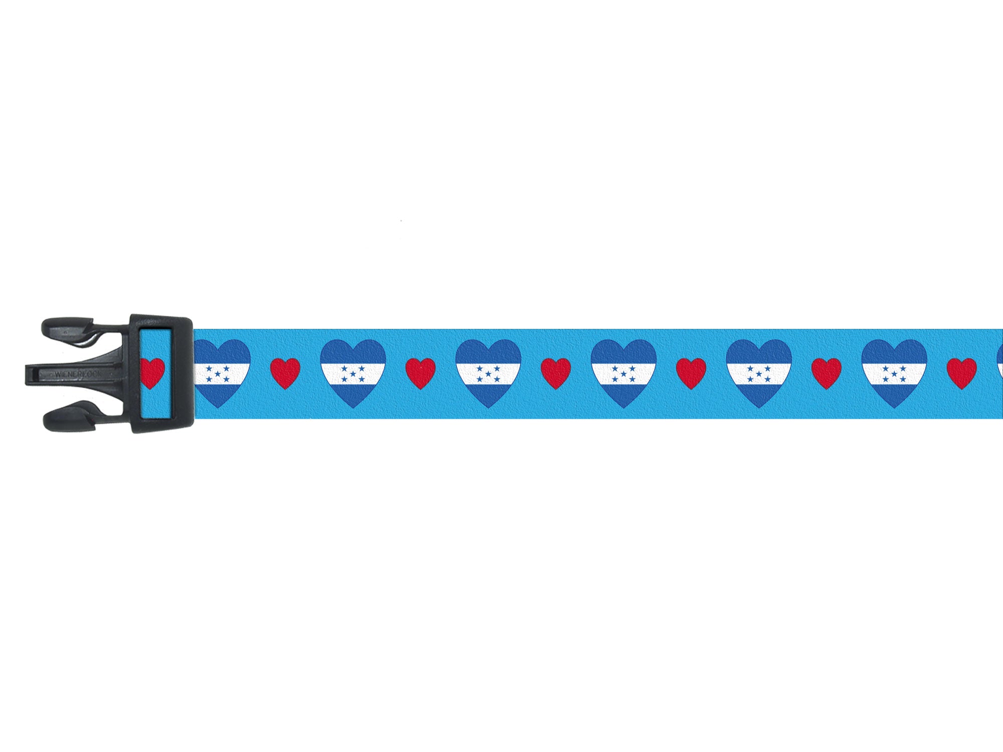 dog collar with Honduras flag and hearts in blue