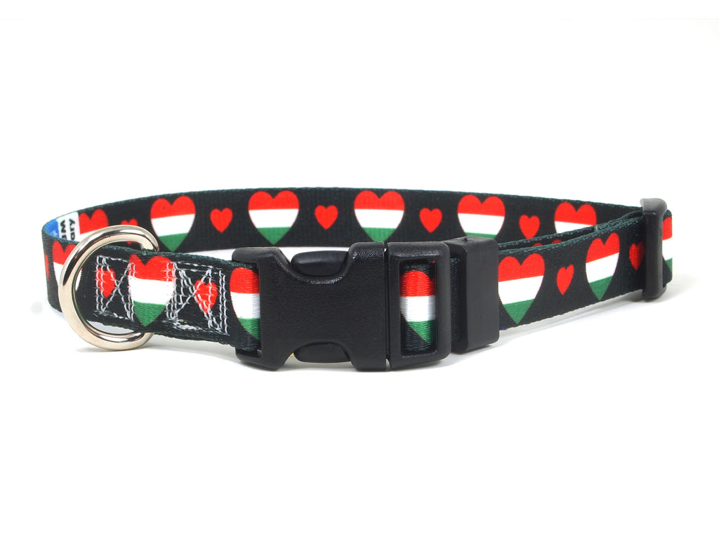 Black Dog Collar with Hungary Hearts Pattern