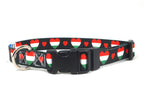 Black Dog Collar with Hungary Hearts Pattern