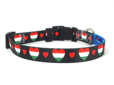 Black Dog Collar with Hungary Hearts Pattern