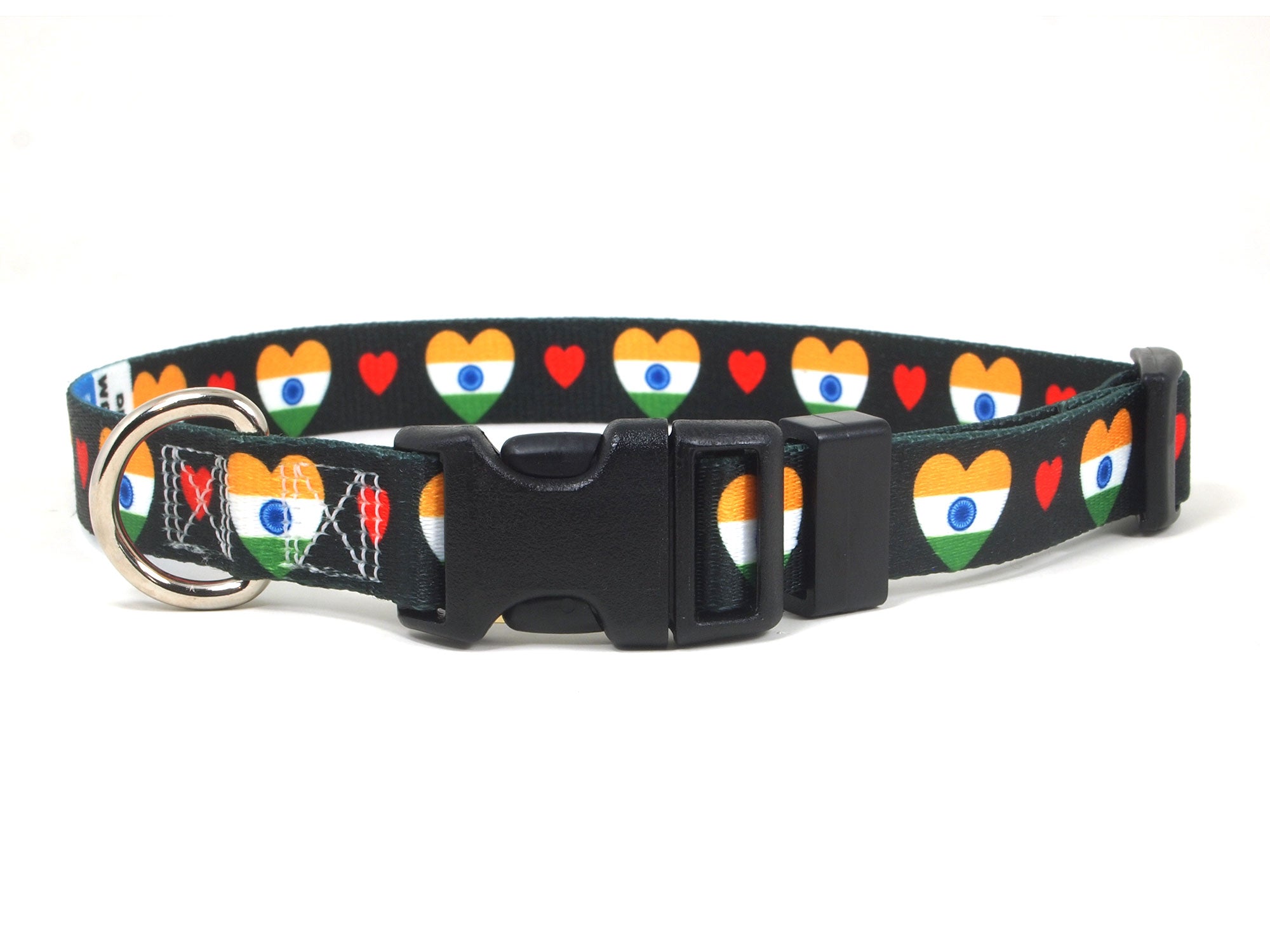Black Dog Collar with India Hearts Pattern