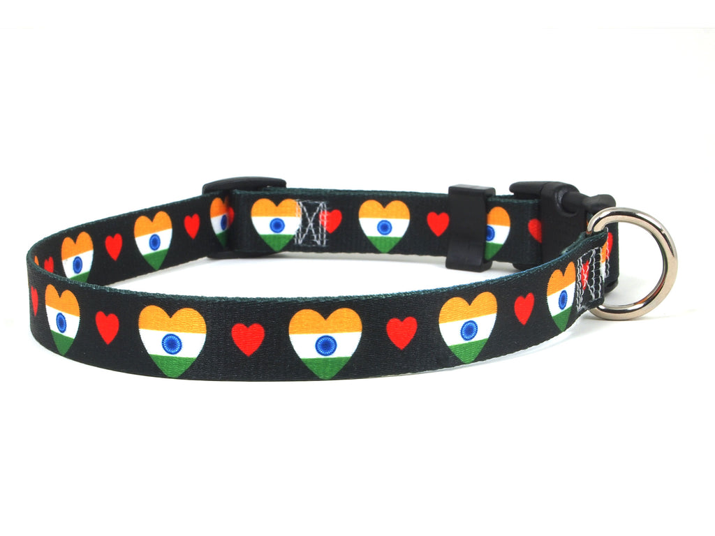 Black Dog Collar with India Hearts Pattern