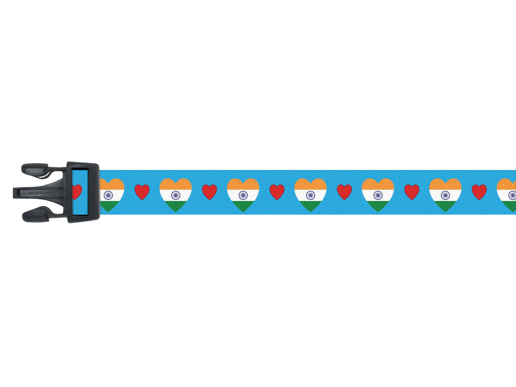Blue Dog Collar with India Hearts Pattern