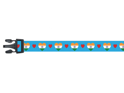Blue Dog Collar with India Hearts Pattern