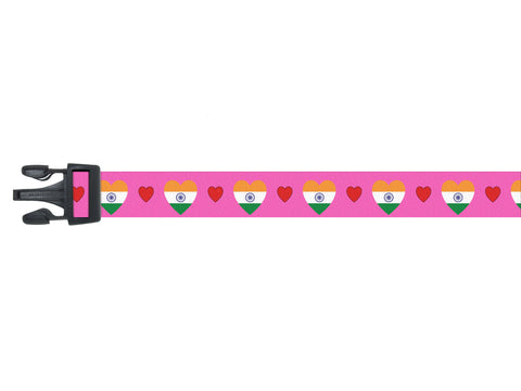 Pink Dog Collar with India Hearts Pattern