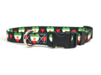Dog Collar with Iran Hearts Pattern in Black