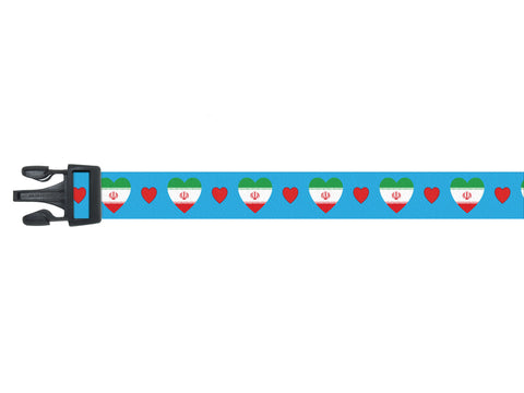 Dog Collar with Iran Hearts Pattern in Blue