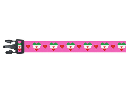 Dog Collar with Iran Hearts Pattern Pink