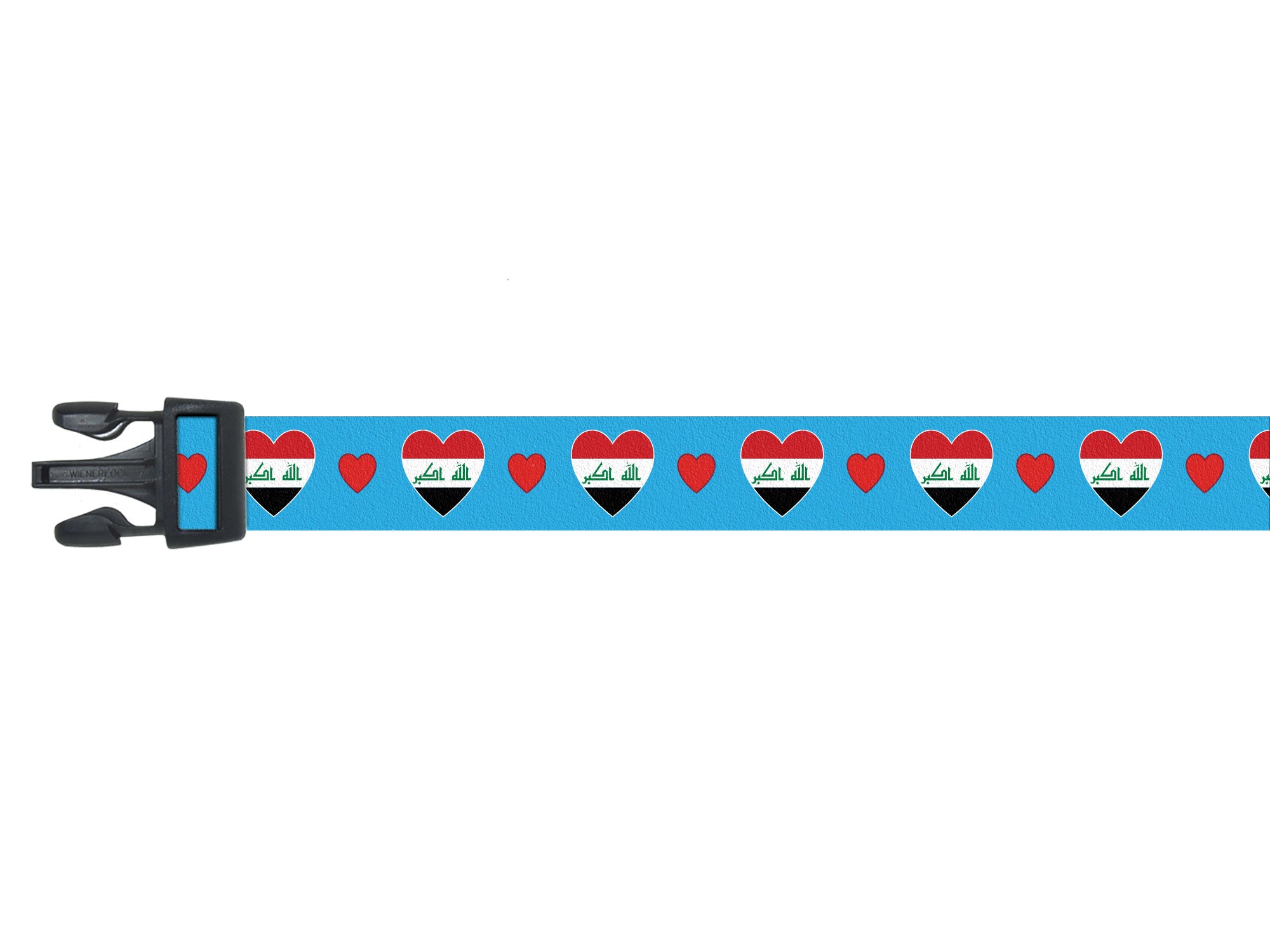 Dog Collar with Iraq Hearts Pattern in Blue