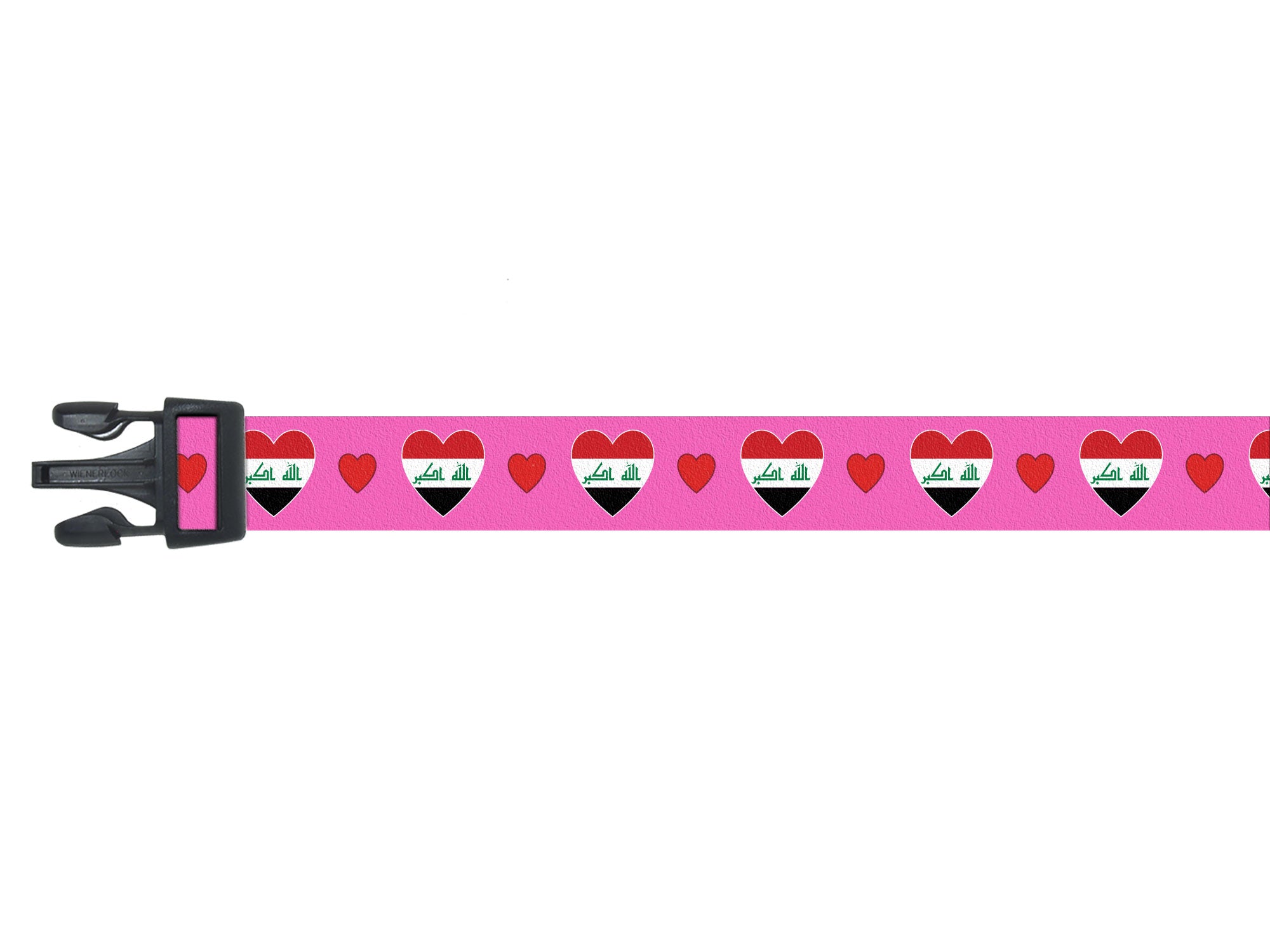 Dog Collar with Iraq Hearts Pattern in Pink