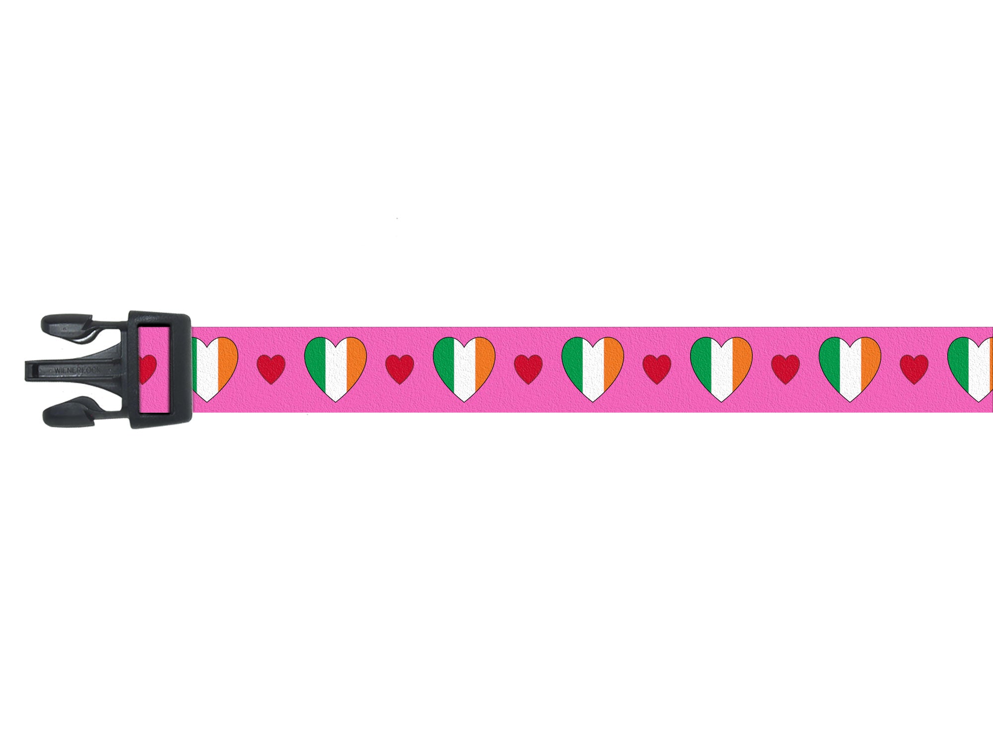 Pink Dog Collar with Ireland Hearts Pattern