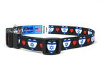 Dog Collar with Israel Hearts Pattern in lack