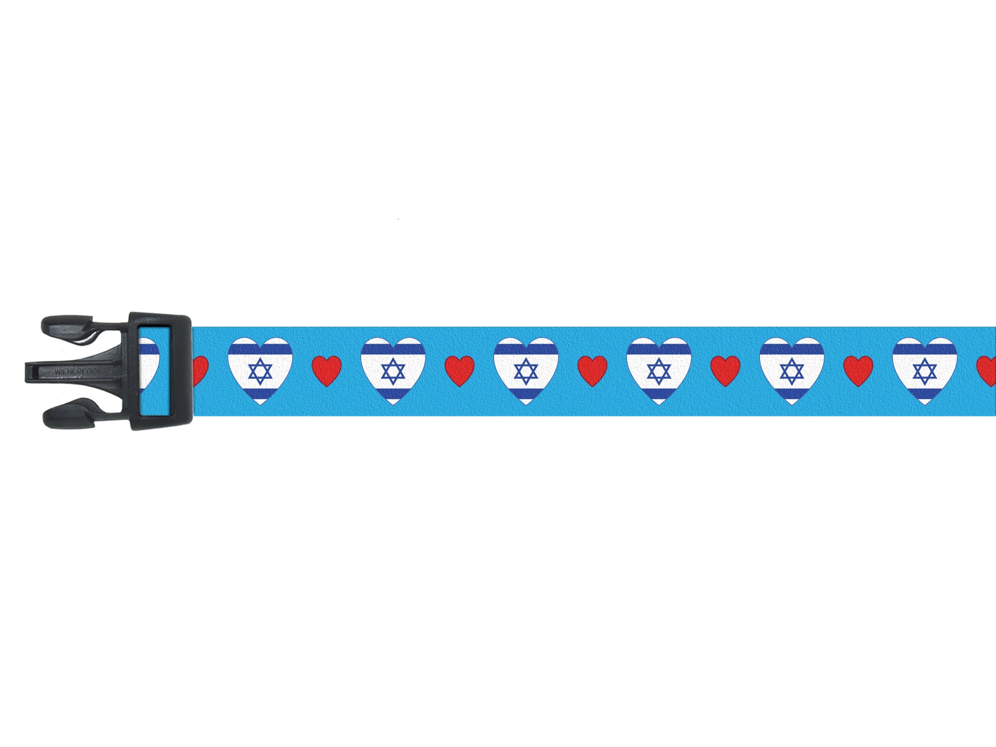 Dog Collar with Israel Hearts Pattern in blue
