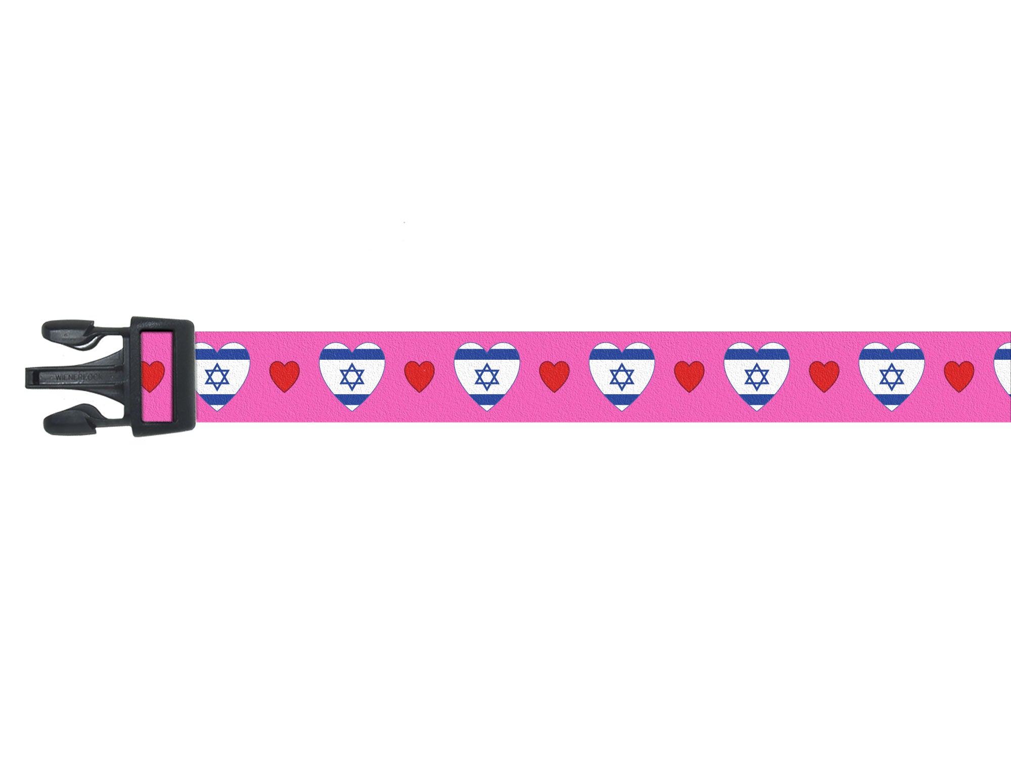 Dog Collar with Israel Hearts Pattern in pink