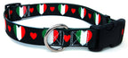 Italian Dog Collar with Red Hearts | I Love Italy