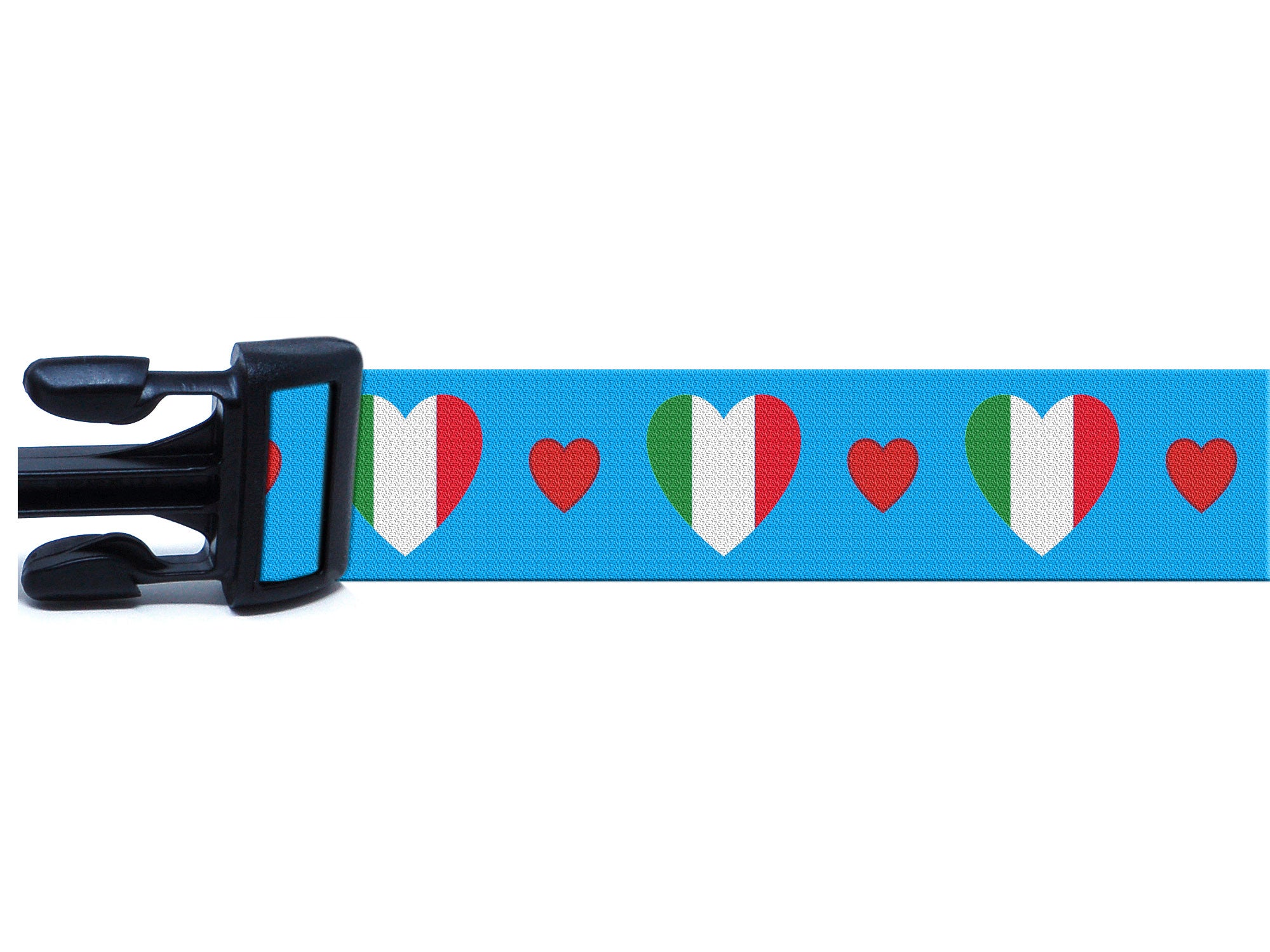 Blue Dog Collar with Italy Hearts Pattern