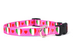 Pink Dog Collar with Italy Hearts Pattern
