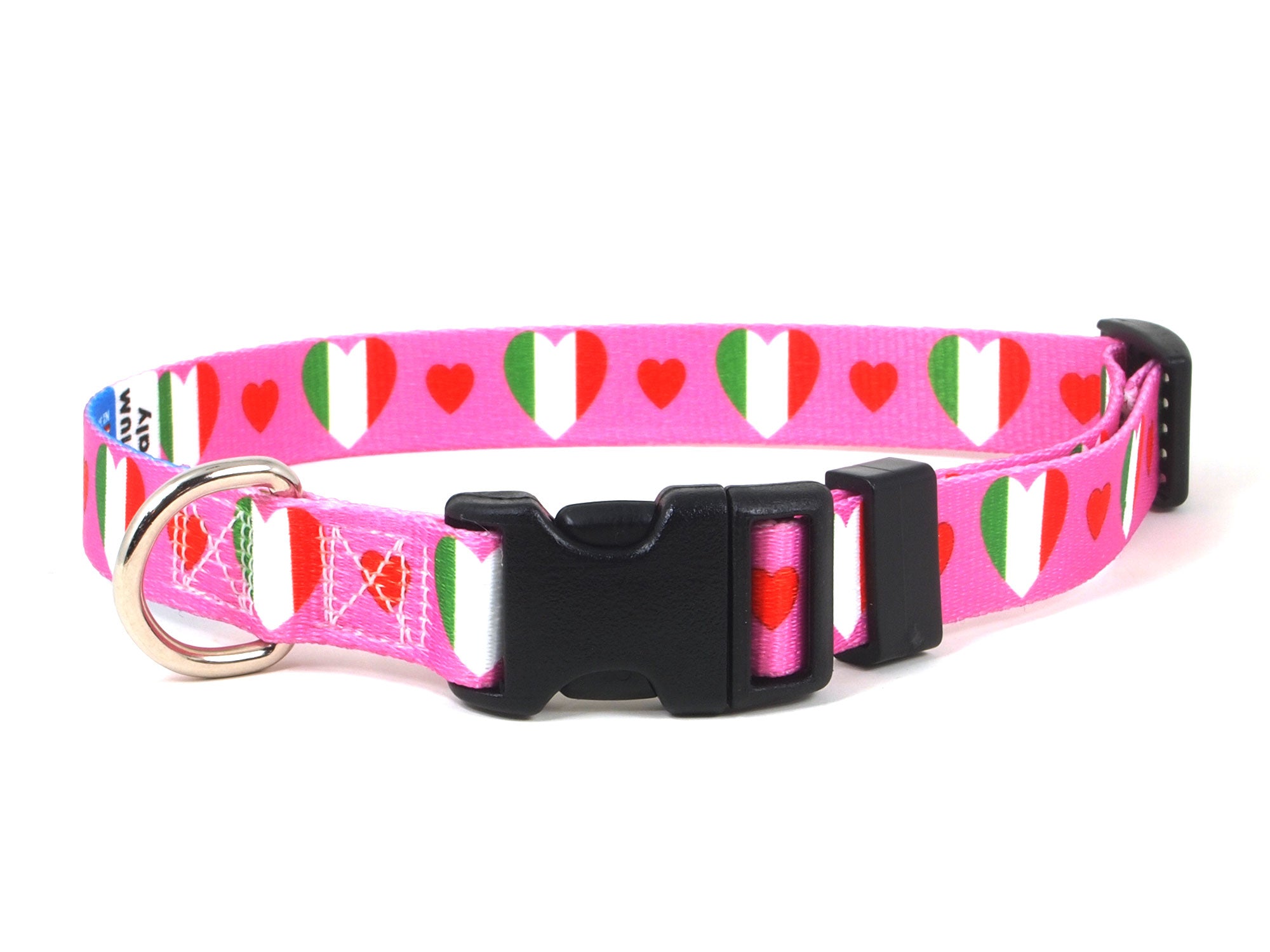 Pink  Dog Collar with Italy Hearts Pattern
