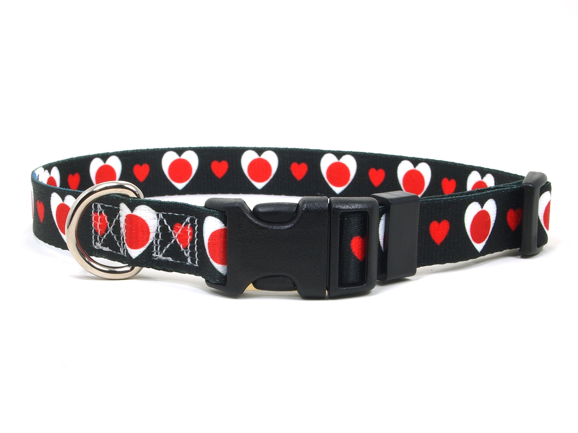Dog Collar with Japan Hearts Pattern in black