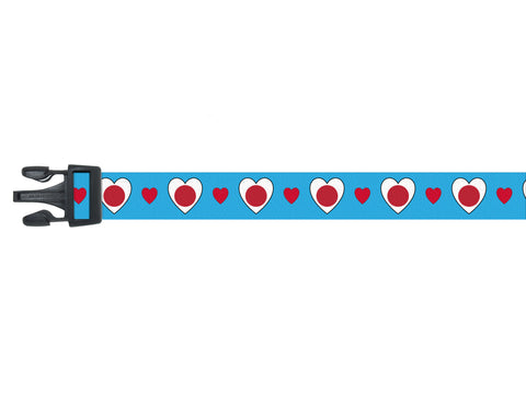 Dog Collar with Japan Hearts Pattern in blue