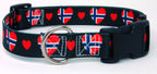 Black Dog Collar with Norway Hearts Pattern