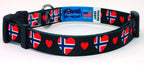 Black Dog Collar with Norway Hearts Pattern