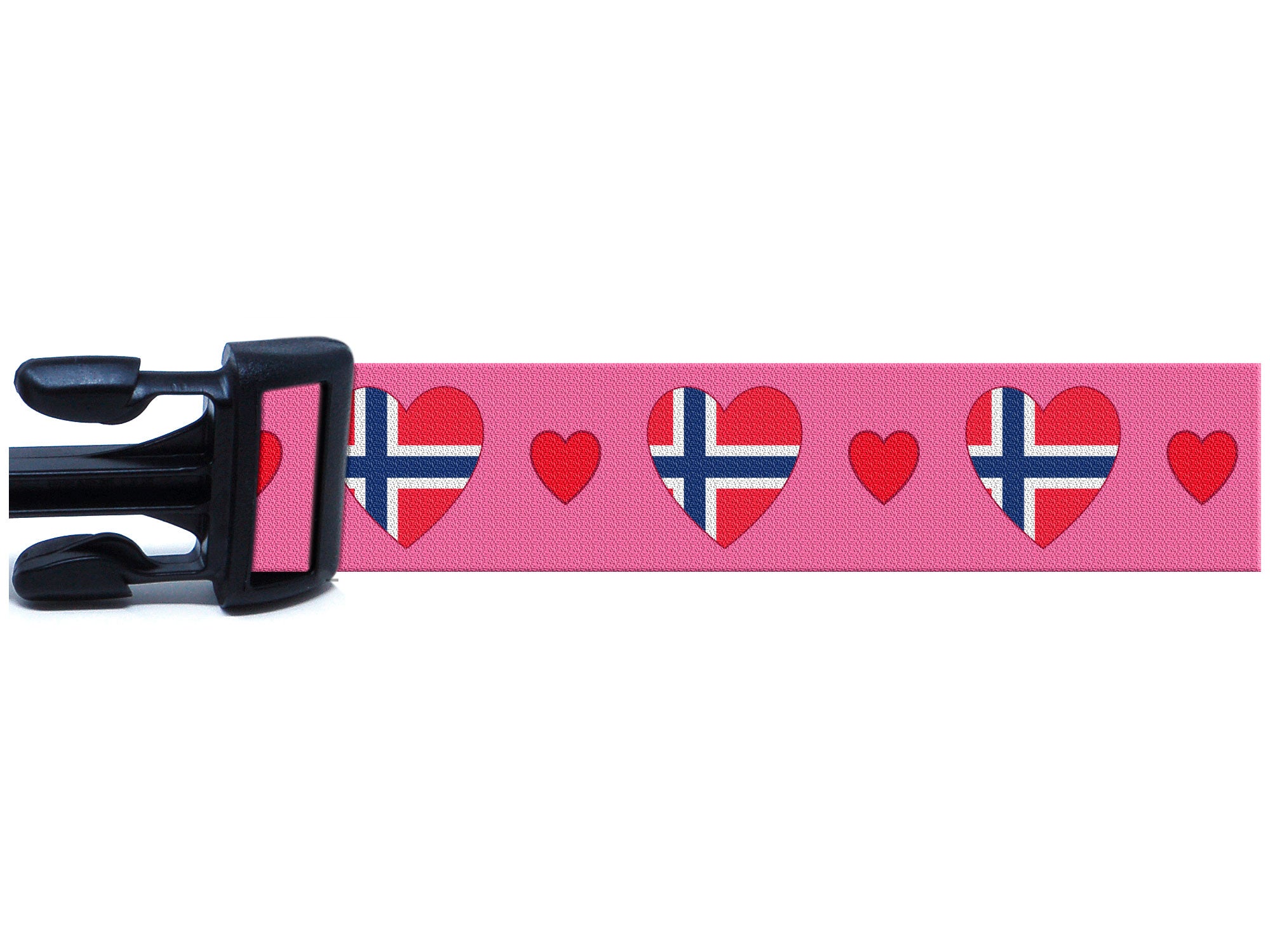Pink Dog Collar with Norway Hearts Pattern