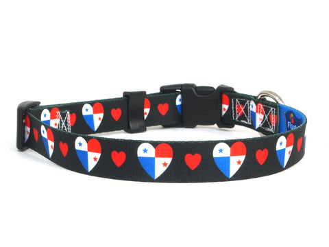 Dog Collar with Panama Hearts Pattern | I Love Panama