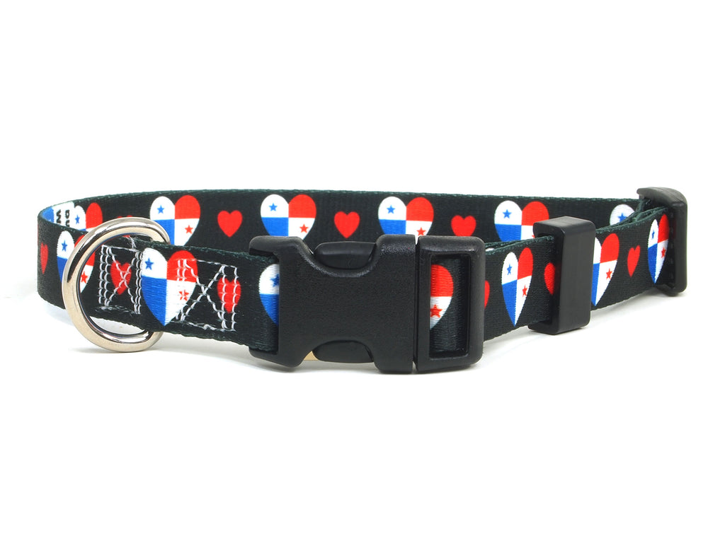 Dog Collar with Panama Hearts Pattern | I Love Panama