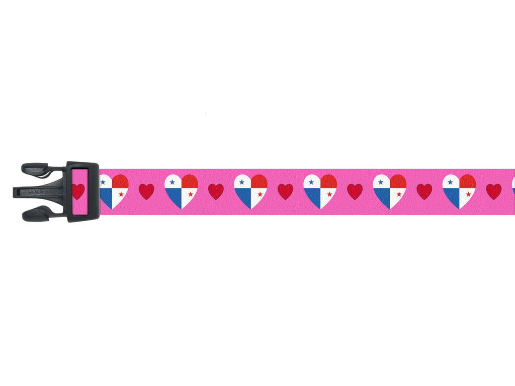 Dog Collar with Panama Hearts Pattern | I Love Panama