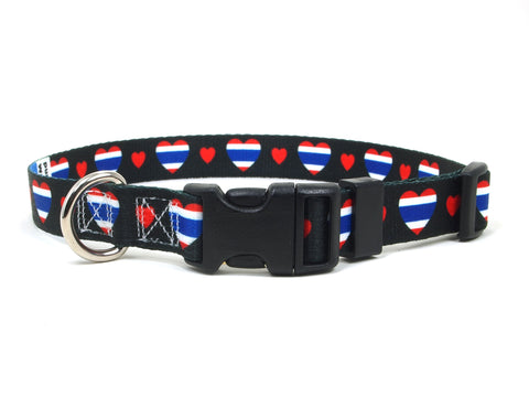 Dog Collar with Thailand Hearts Pattern in black