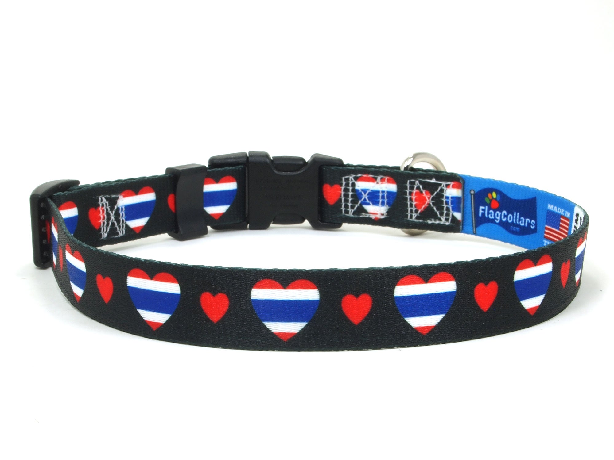 Dog Collar with Thailand Hearts Pattern in black