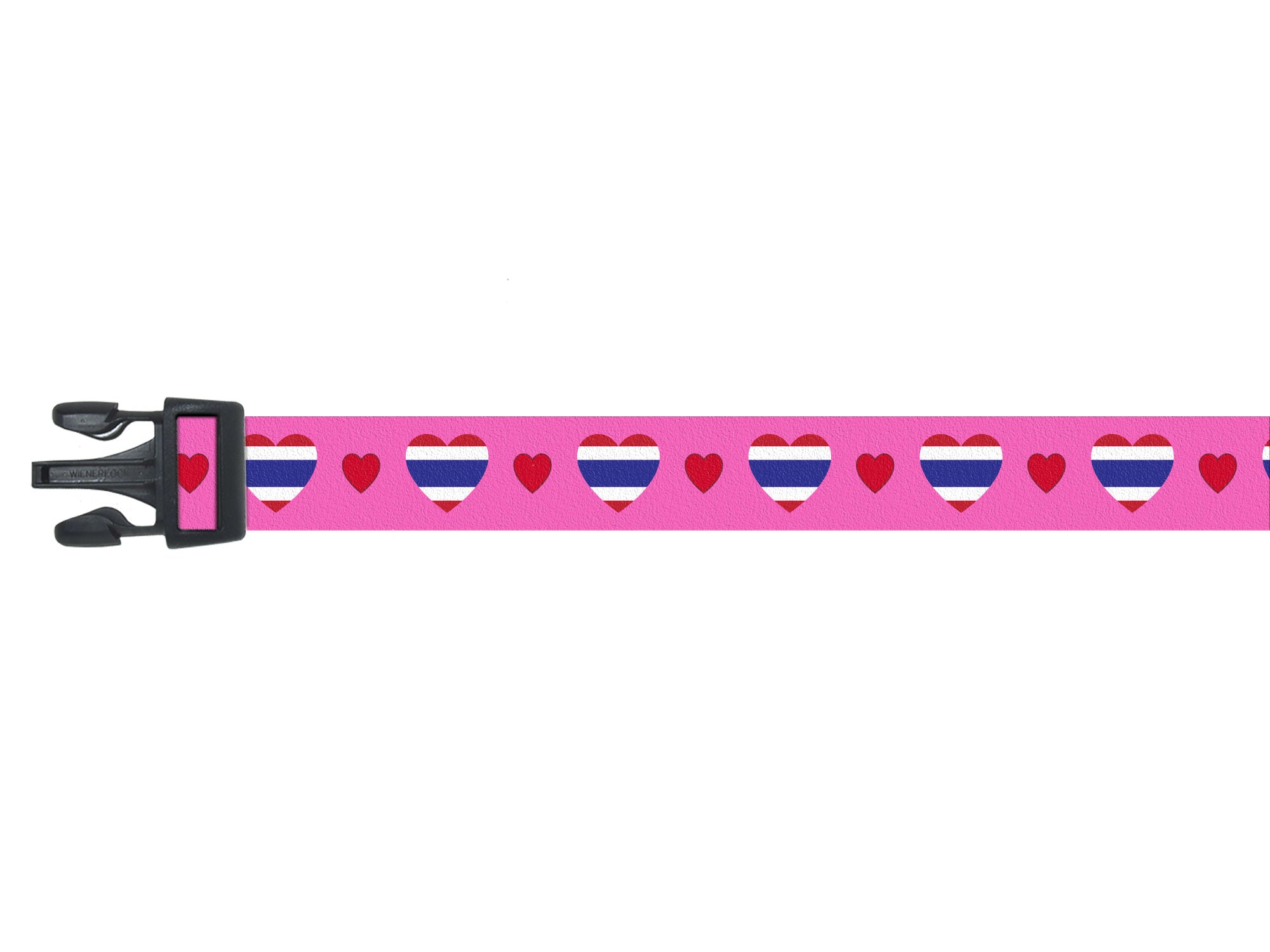 Dog Collar with Thailand Hearts Pattern in pink