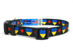Dog Collar with Ukraine Hearts Pattern in black