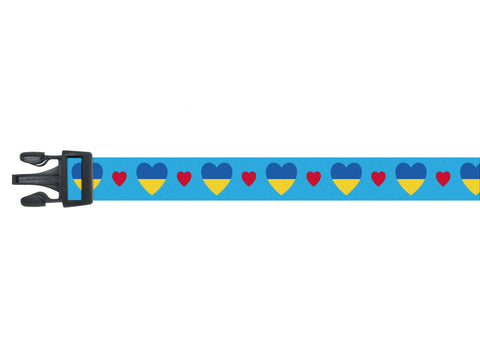 Dog Collar with Ukraine Hearts Pattern in blue
