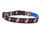 Dog Collar with United States Hearts Pattern in black