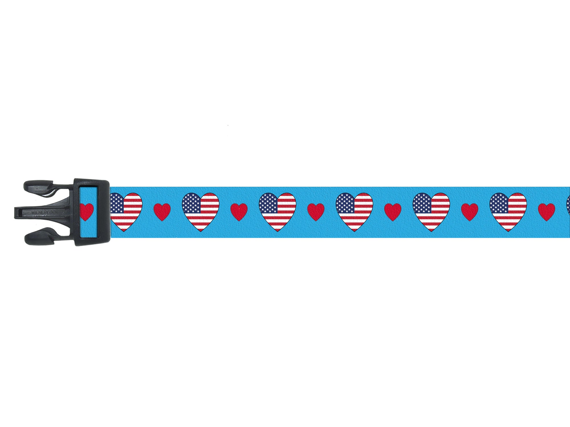 Dog Collar with United States Hearts Pattern in blue