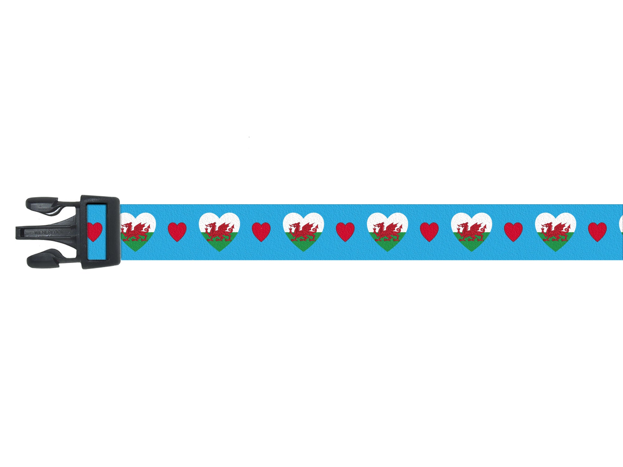 Dog Collar with Wales Hearts Pattern | I Love Wales