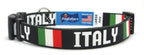 Italian Dog Collar with Flag and Country Name | Quick-release Buckle  or Martingale